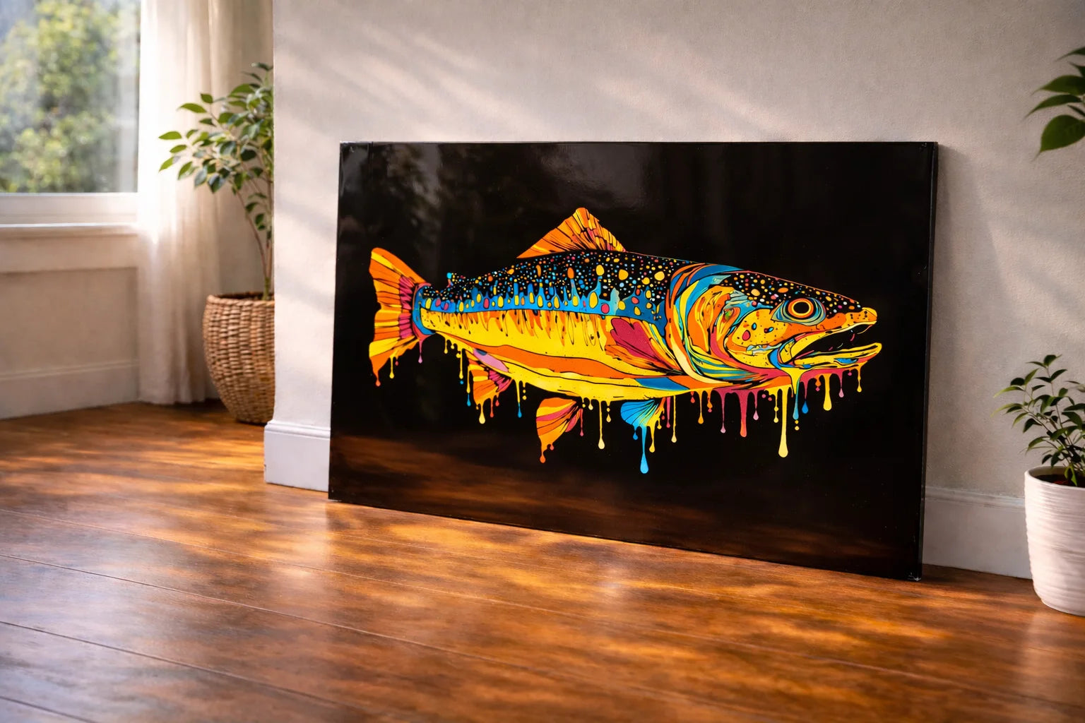 Drippy Rainbow Trout Metal Print